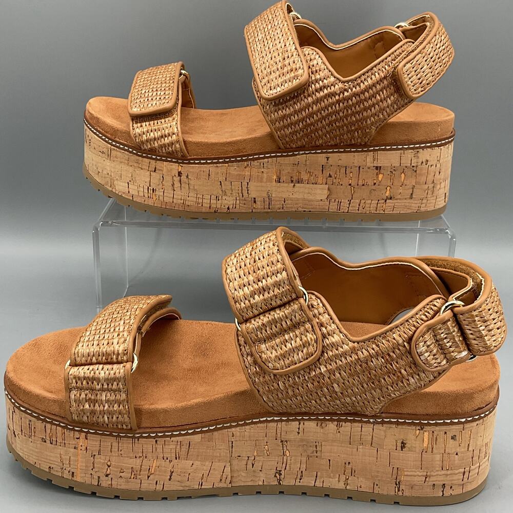 NEW Nine West Women’s Heavin Woven Platform Wedge Sandals Brown Size 9M - Picture 2 of 10